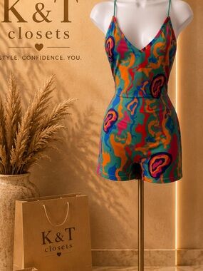 Vibrant Multicolor Abstract Print Romper